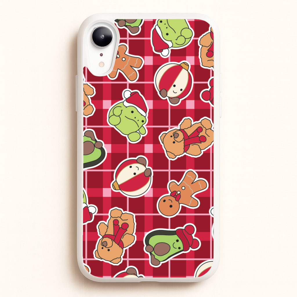 Christmas Plushies Tartan Pattern iPhone XR Case