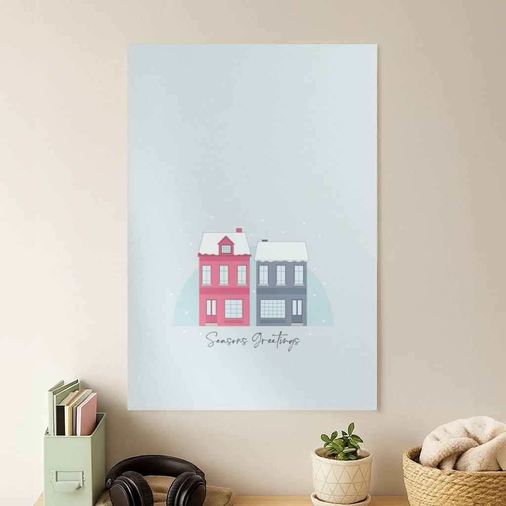 Seasons Greetings Winter Townhouses Poster