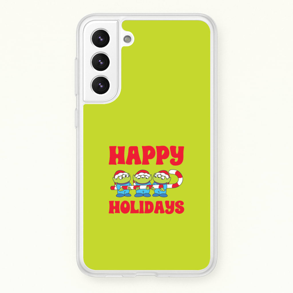 Happy Holidays Cute Green Aliens Galaxy S22 Plus Case