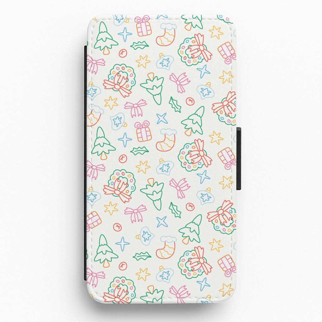 Neon Christmas Icons Pattern II Flip / Wallet Phone Case