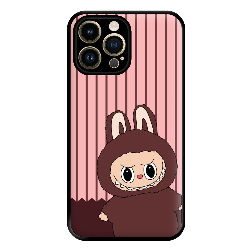 Stripey Cute Brown Monster iPhone 14 Pro Max Case