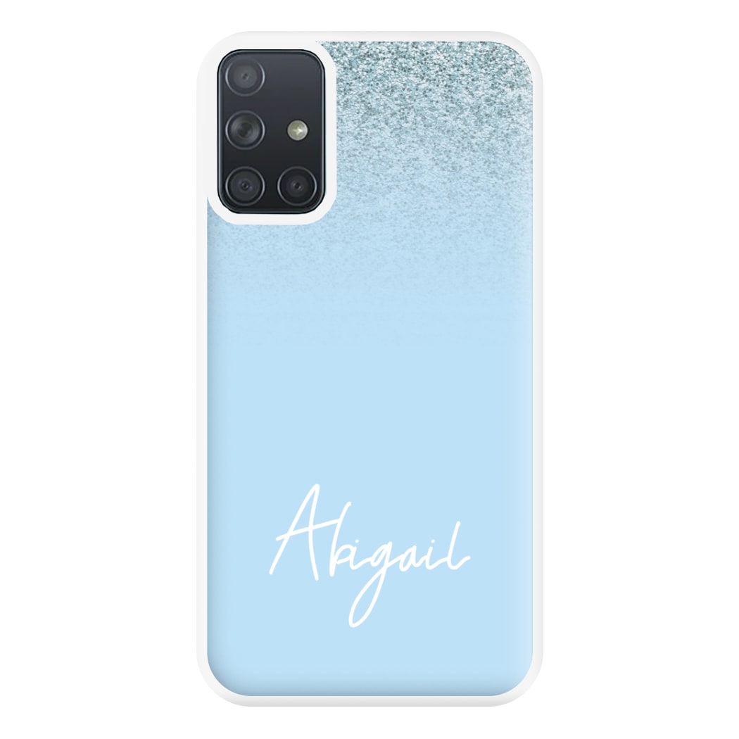 Blue Glitter Personalised Name Galaxy A71 Case