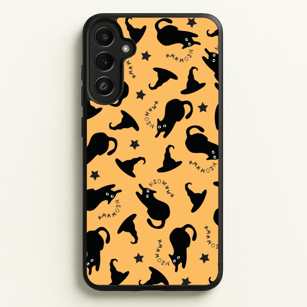 Black Cat And Hats Pattern Galaxy A34 Case