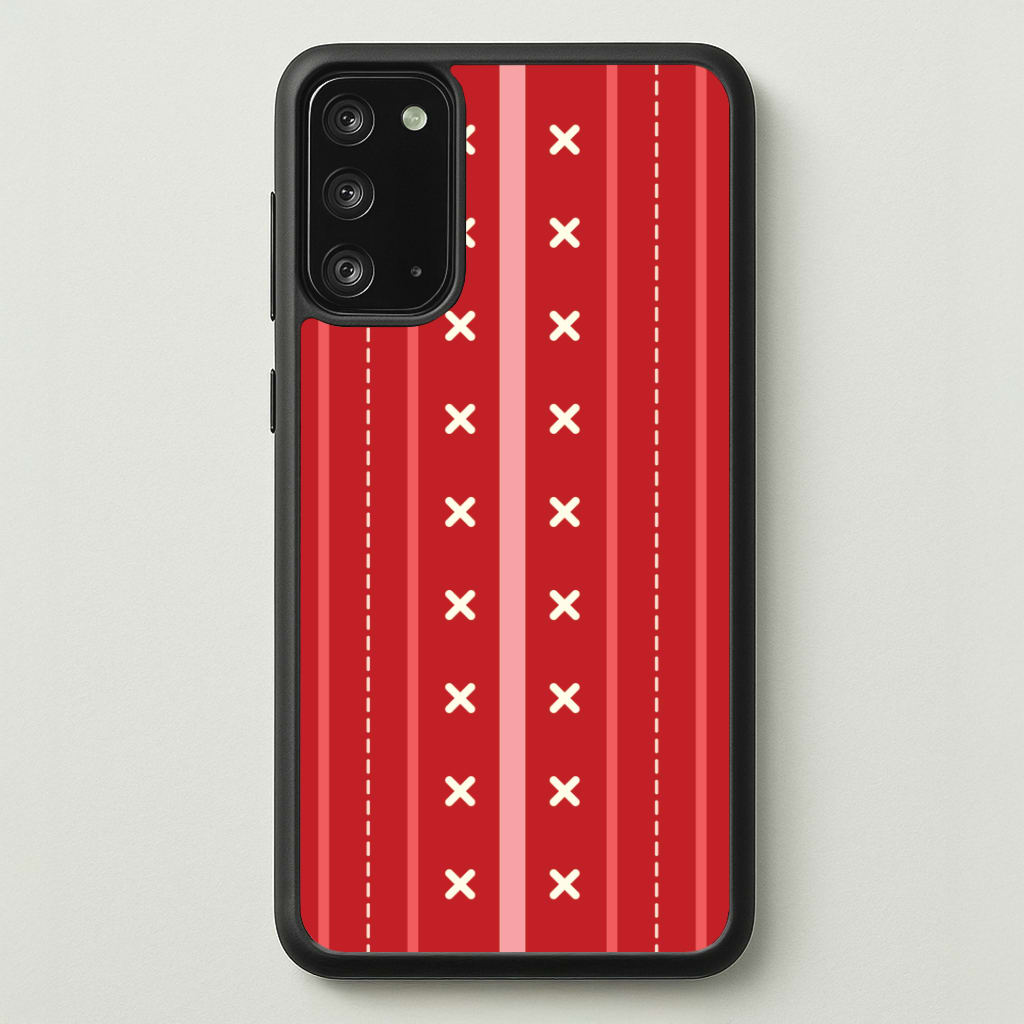 Stripes And Stitches Red Christmas Pattern Galaxy Note 20 Case