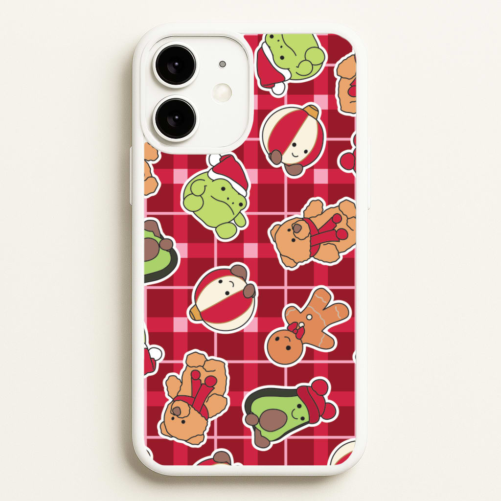 Christmas Plushies Tartan Pattern iPhone 11 Case