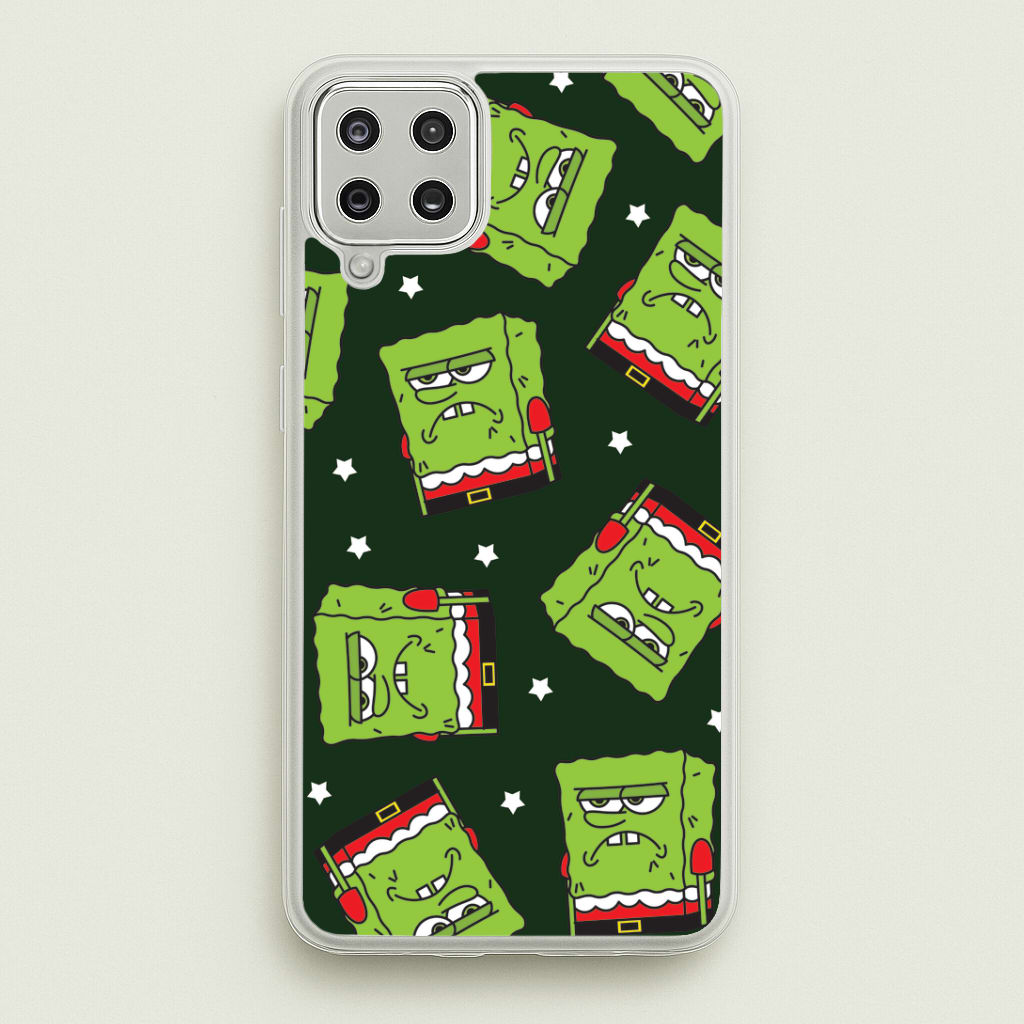 Grumpy Christmas Cartoon Sponge Pattern Galaxy A12 Case