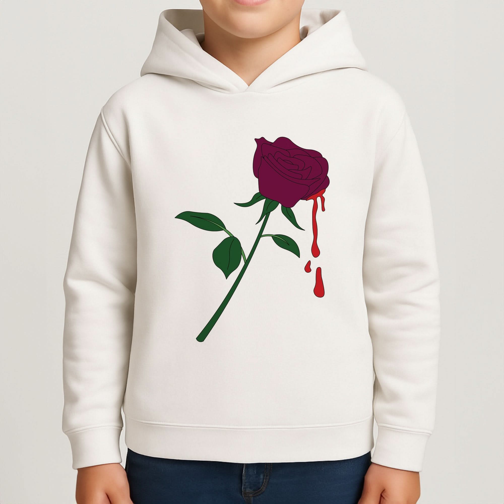 Dark Pink Rose Boys Hoodie