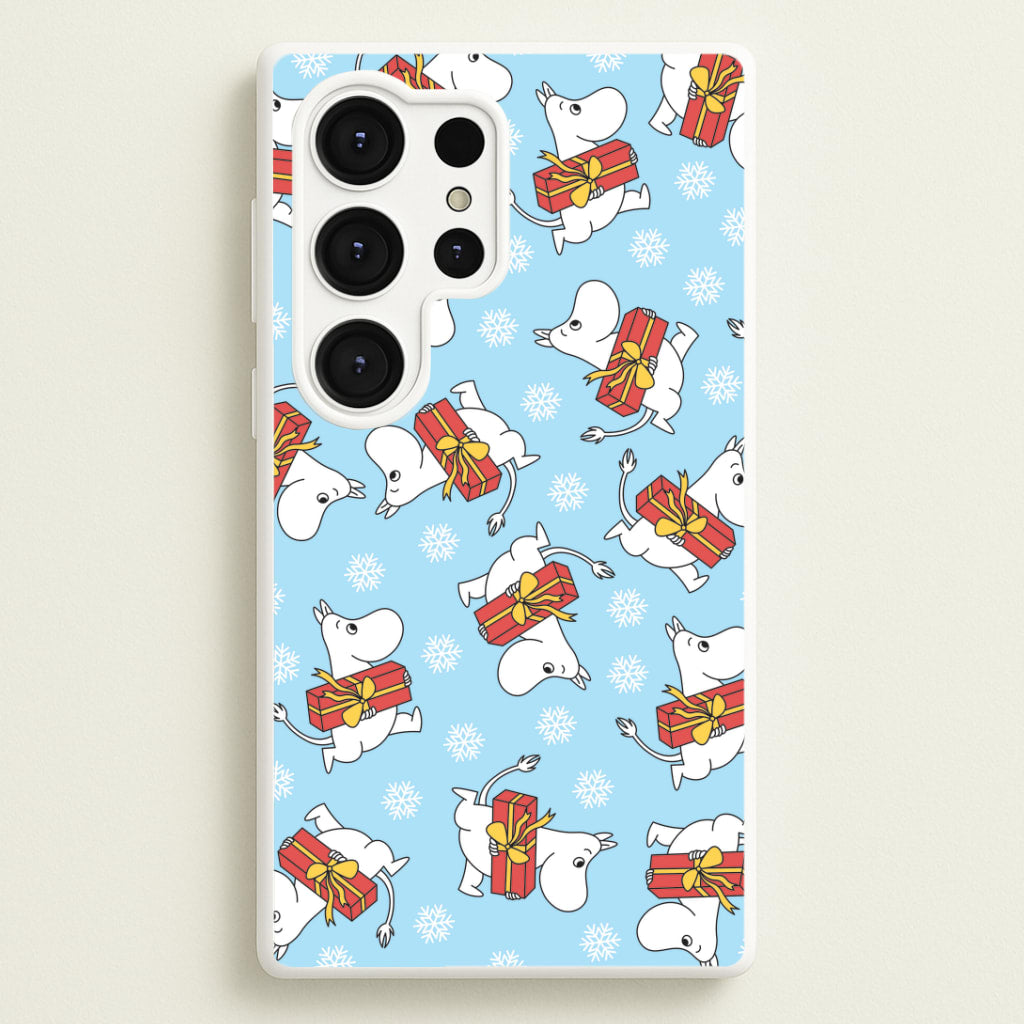 Present And Snowflakes Moom Pattern Galaxy S25 Ultra Case