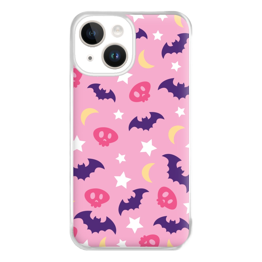 Skull, Bats And Stars Pattern iPhone 14 Case
