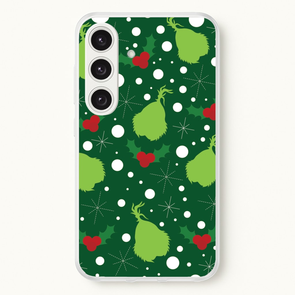 Green Creature Christmas Pattern Galaxy S25 Case