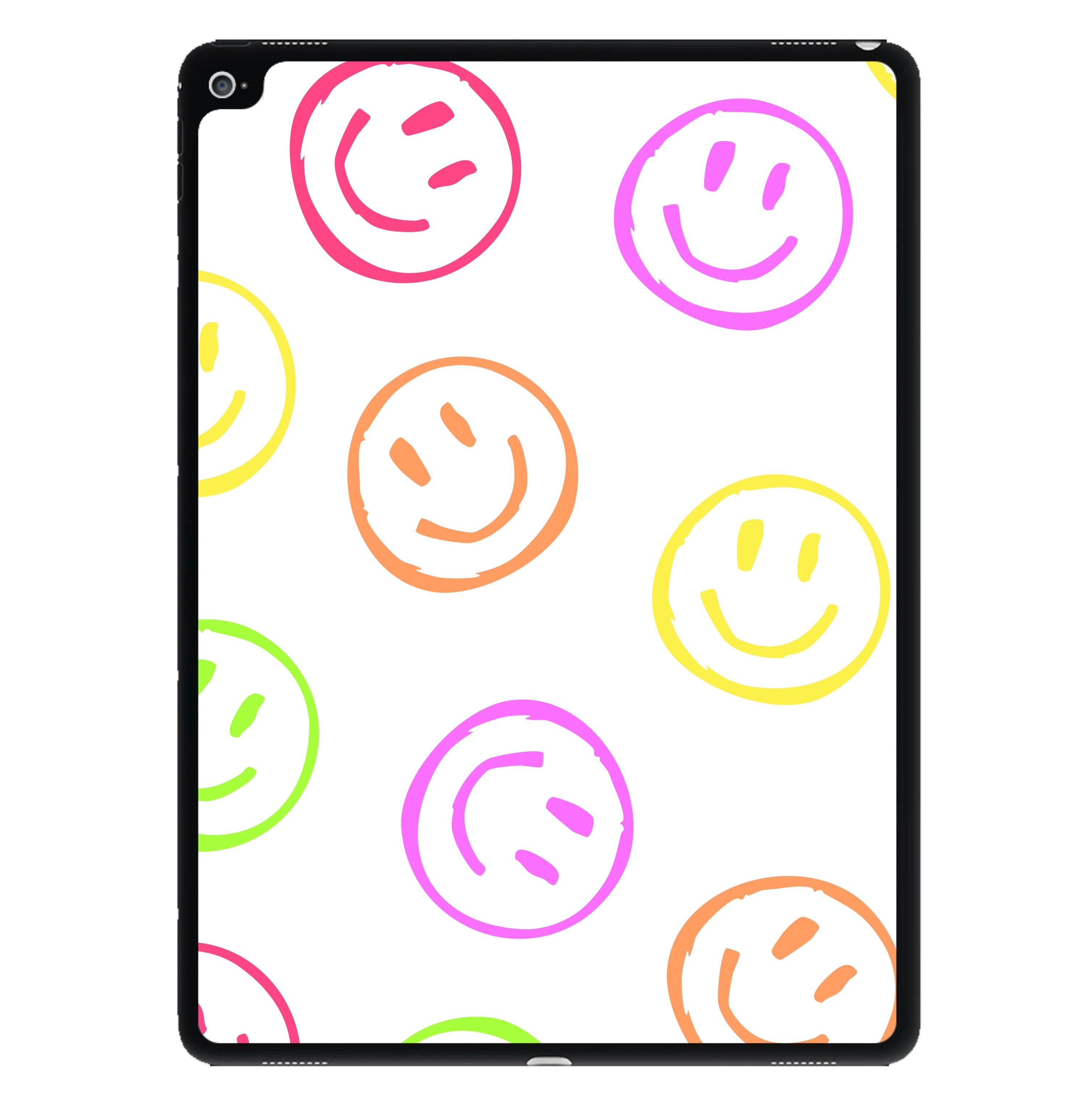 Colourful Sketched Smileys Pattern iPad Case