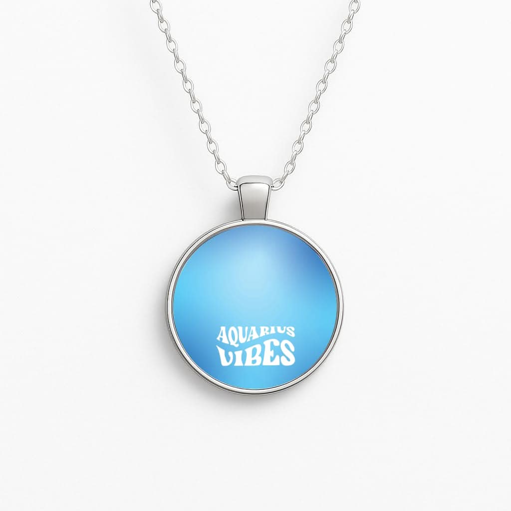 Aquarius Vibes Gradient Zodiac Circle Necklace
