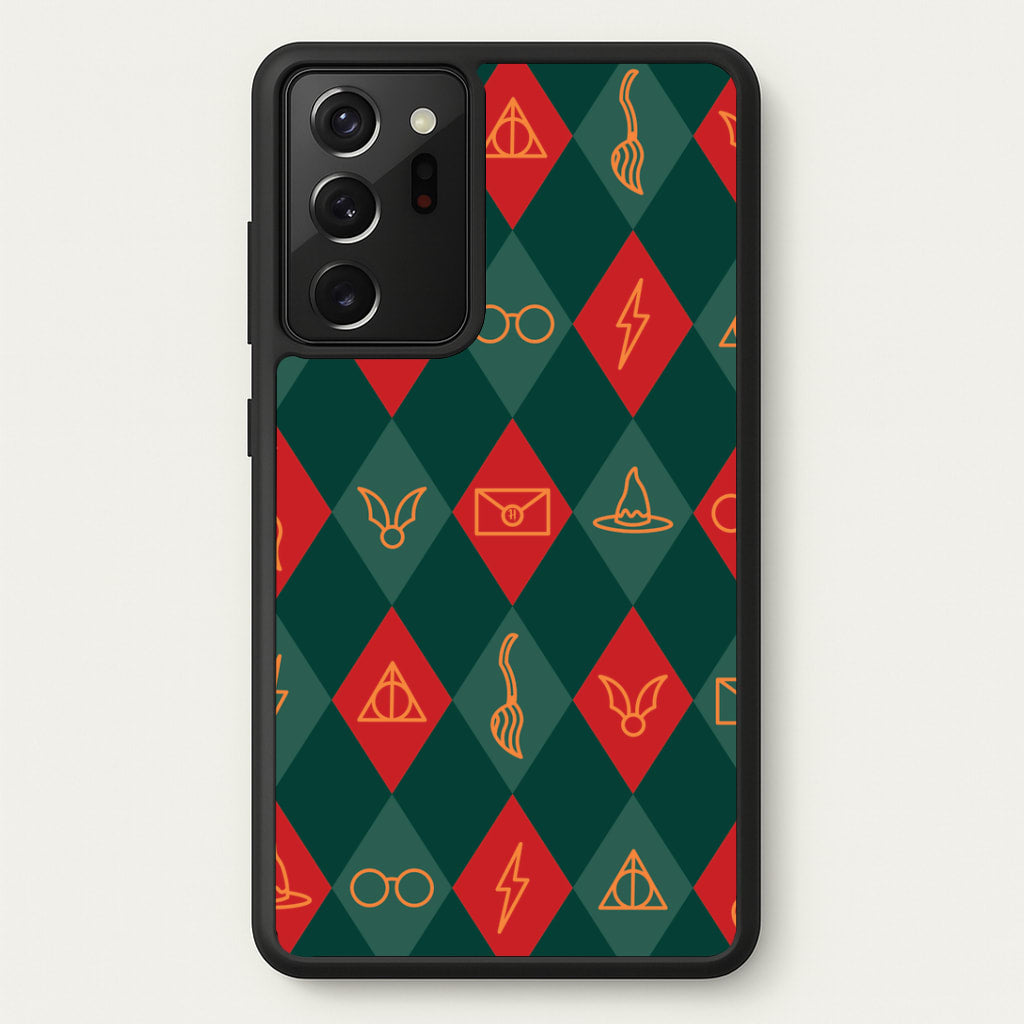 Christmas Wizard Icons Argyle Pattern Galaxy Note 20 Ultra Case