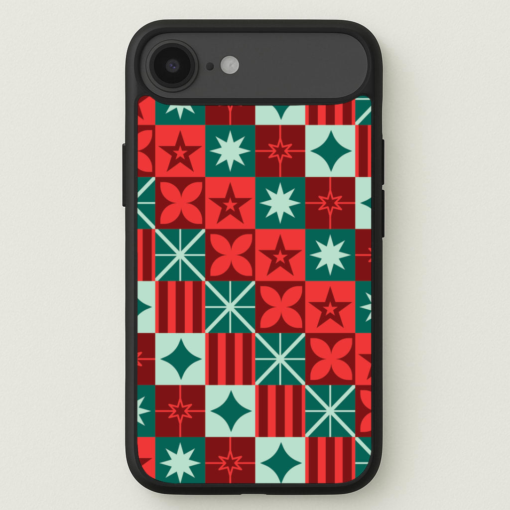 Geometric Square Christmas Pattern iPhone 17 Air Case