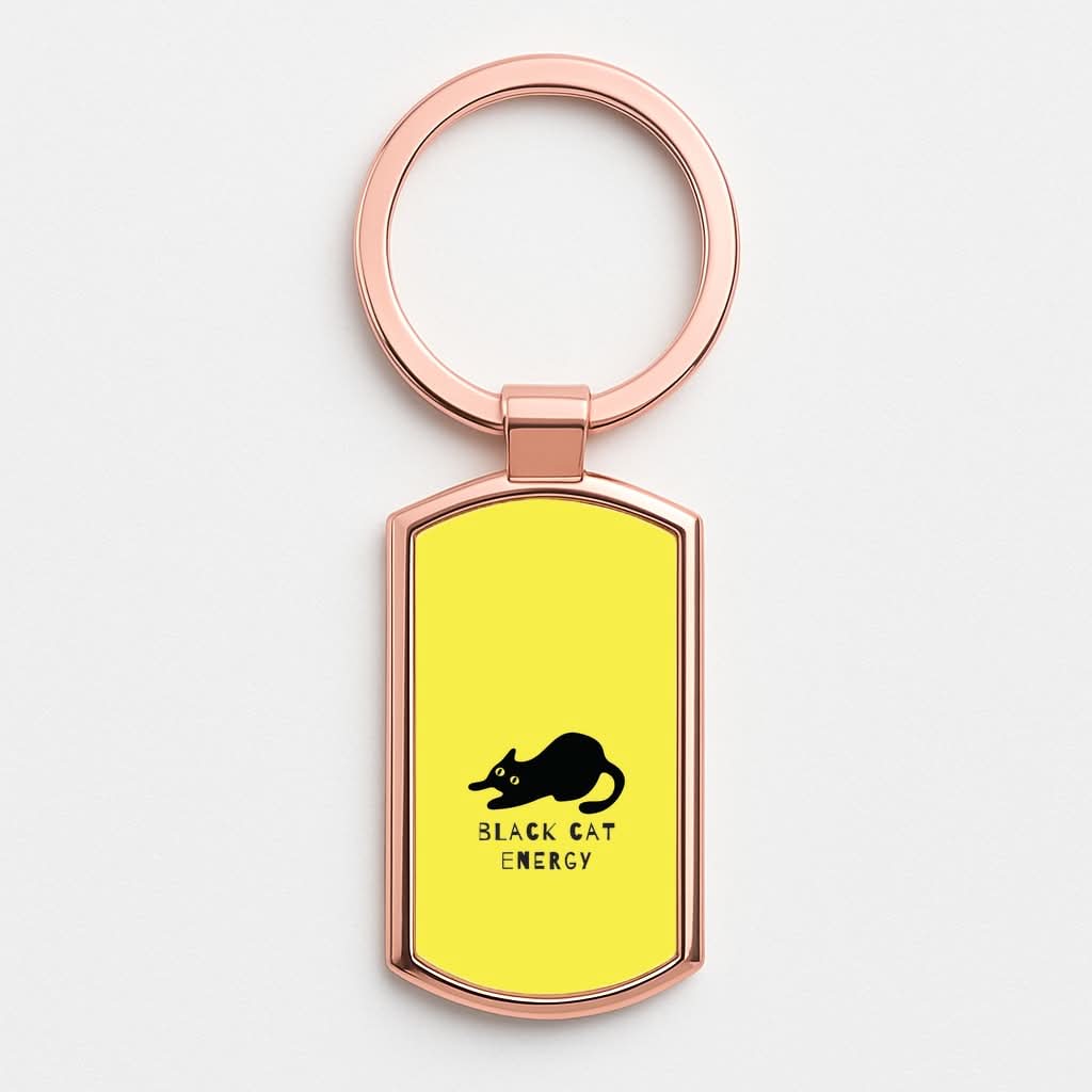 Black Cat Energy Rose Gold Keyring