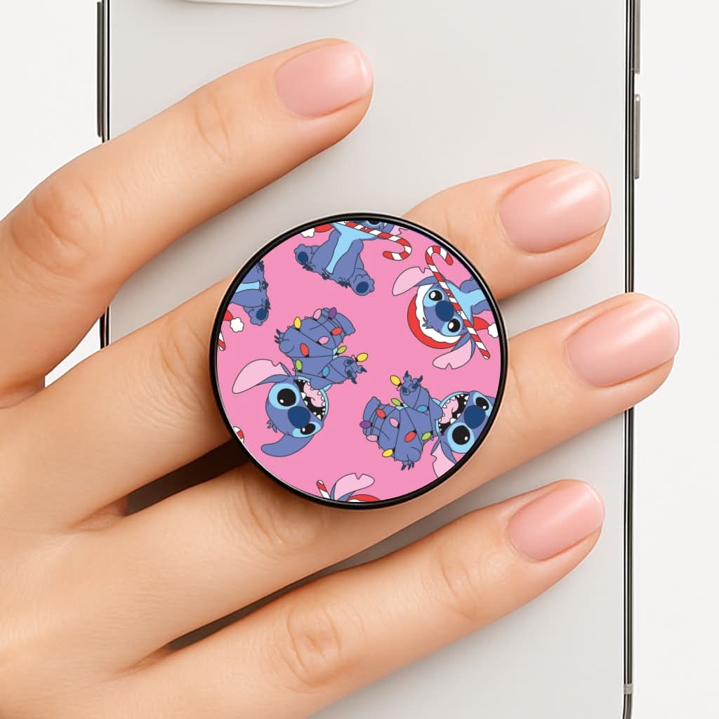 Christmas Cute Blue Alien Pattern Phone Grip