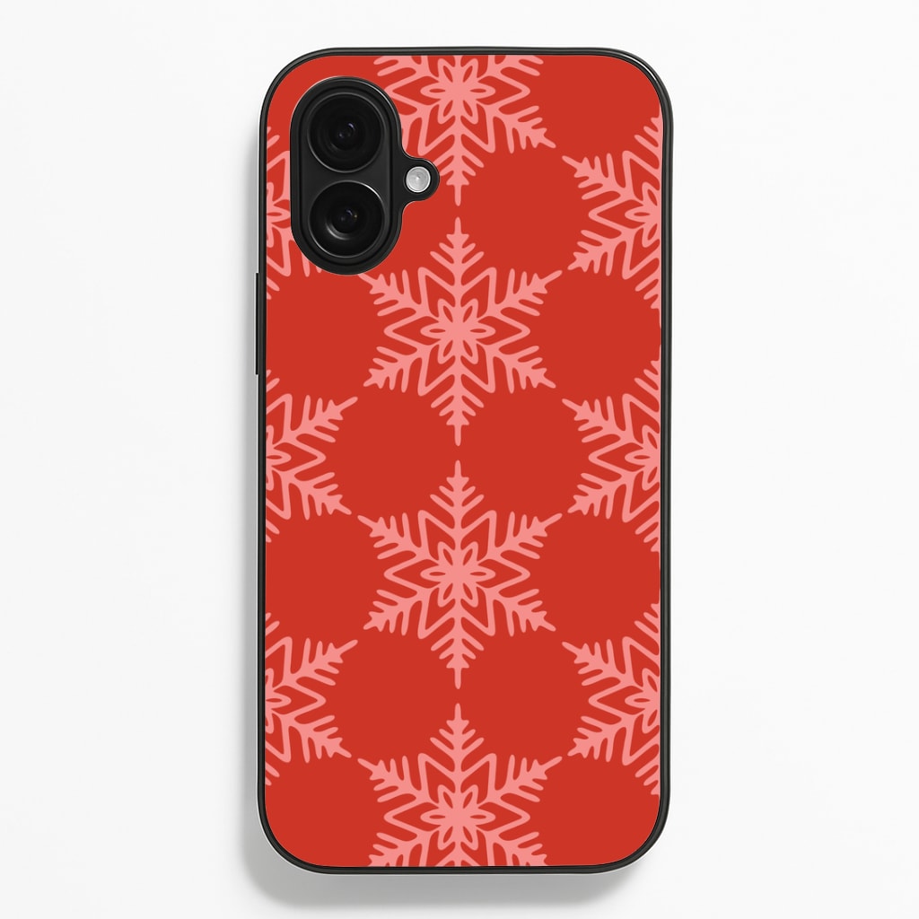 Red Giant Snowflakes Christmas Pattern iPhone 16 Plus Case