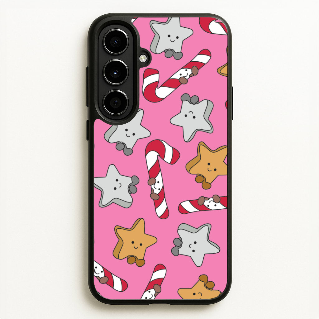 Pink Christmas Plushies Pattern Galaxy A56 Case