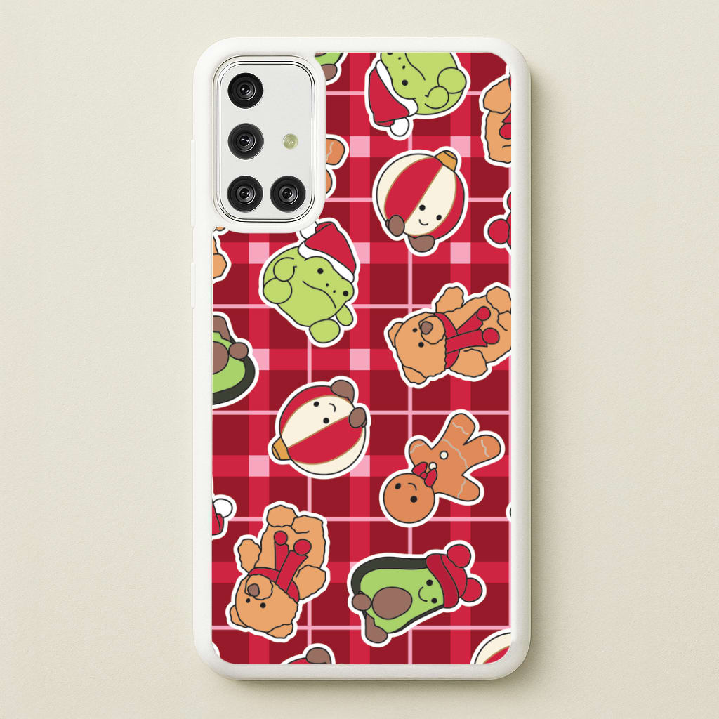 Christmas Plushies Tartan Pattern Galaxy A71 Case