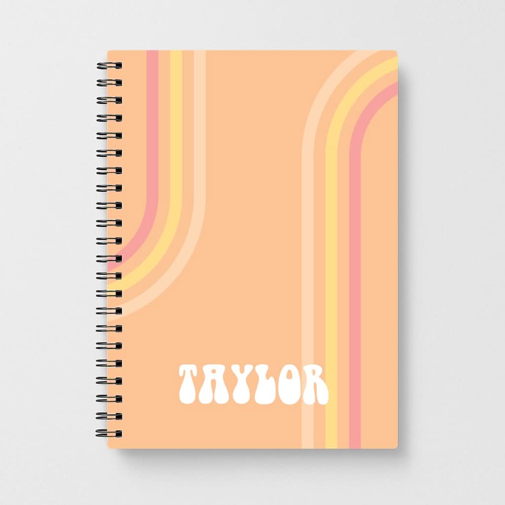 Retro Orange Personalised Name Notebook