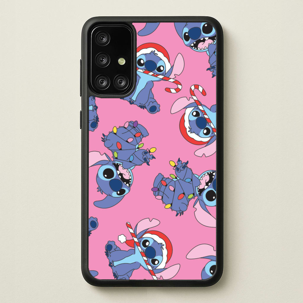 Christmas Cute Blue Alien Pattern Galaxy A71 Case
