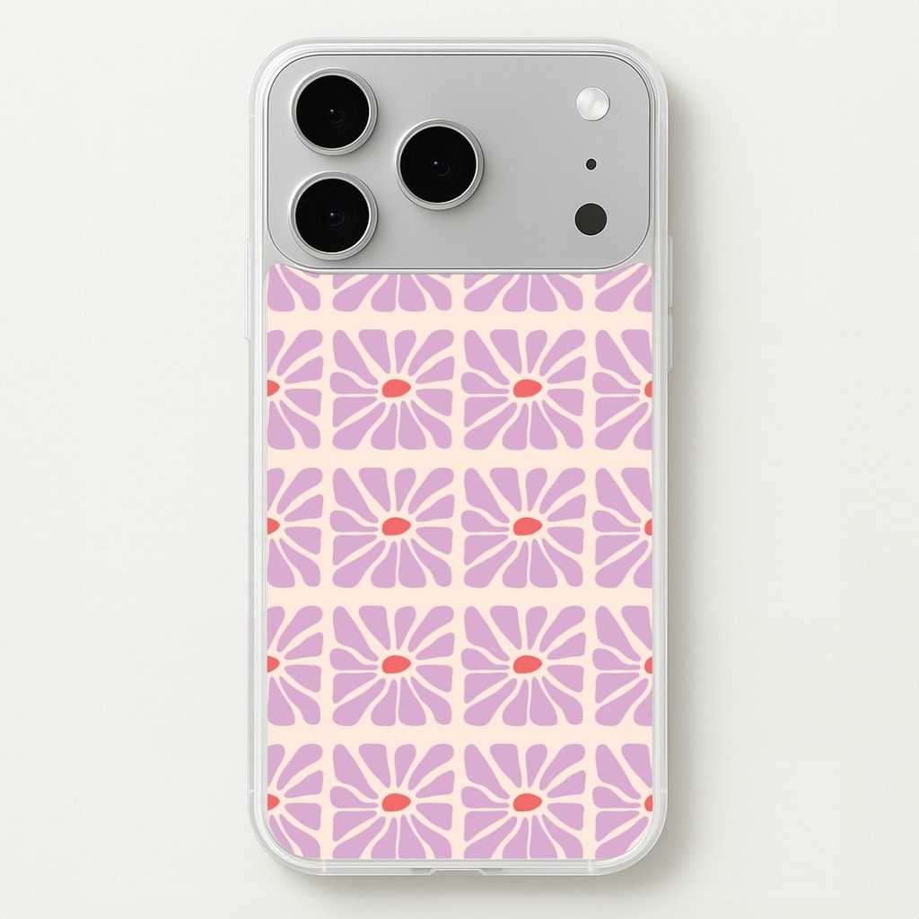 Square Abstract Flowers Mauve iPhone 17 Pro Case