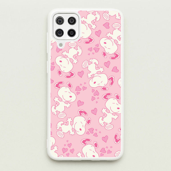 Cartoon Beagle Valentine Hearts Pattern Galaxy A12 Case