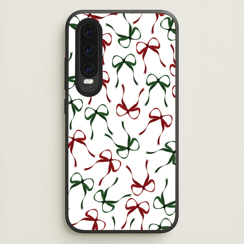 Red And Green Coquette Christmas Bows Pattern Huawei P30 Case