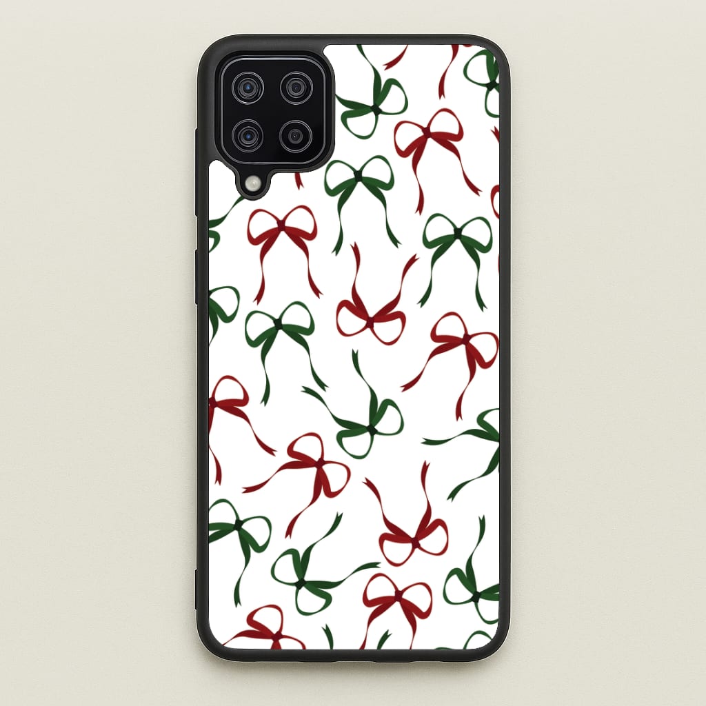 Red And Green Coquette Christmas Bows Pattern Galaxy A12 Case