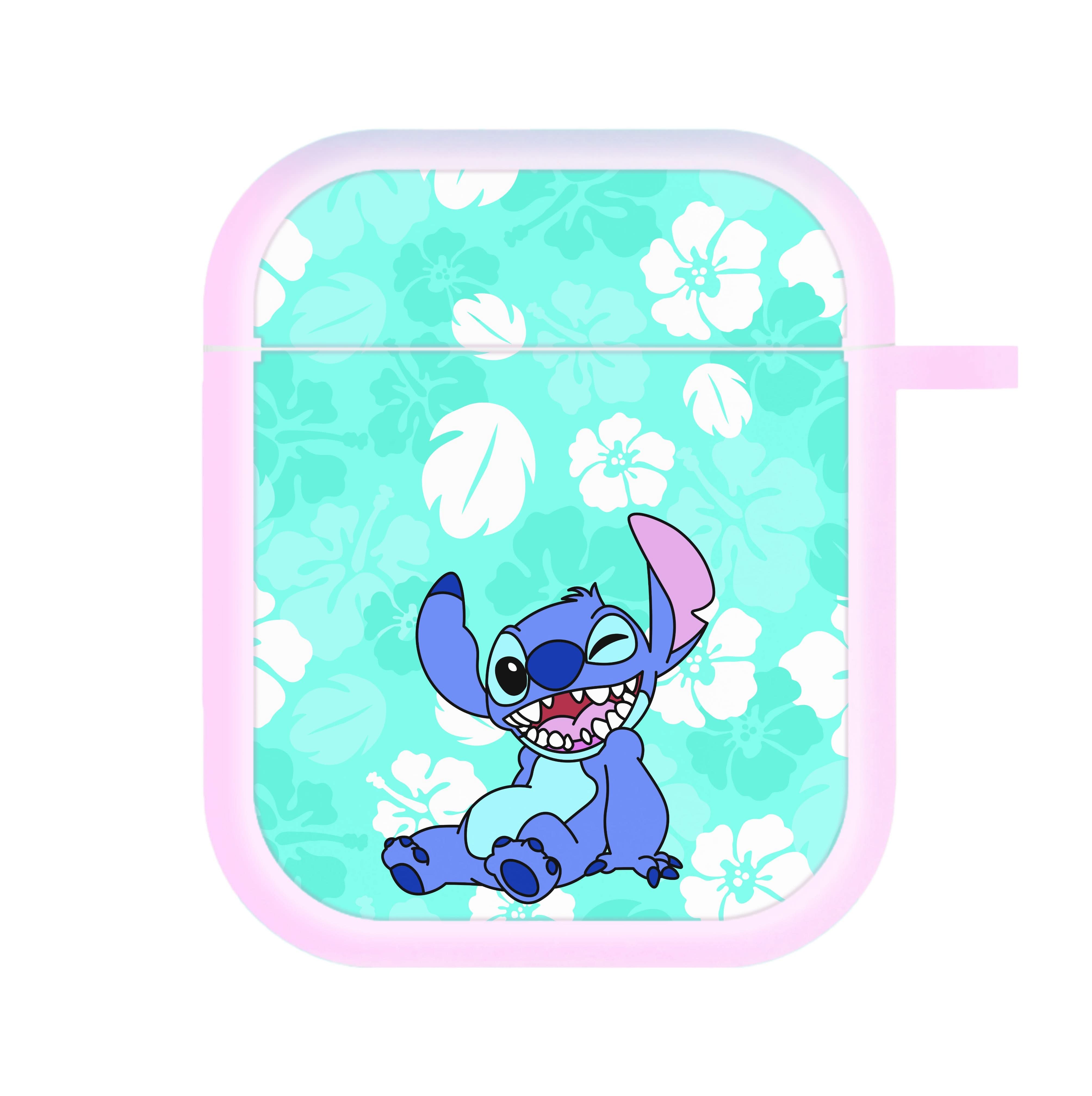 Cute Blue Alien Floral Pattern AirPods Case