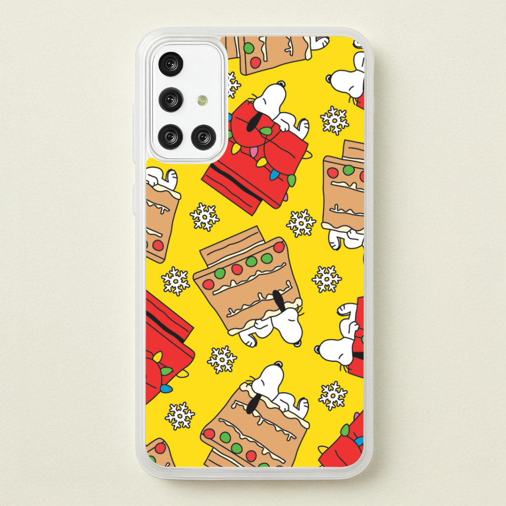 Cartoon Beagle Fairylights And Gingerbead Pattern Galaxy A71 Case