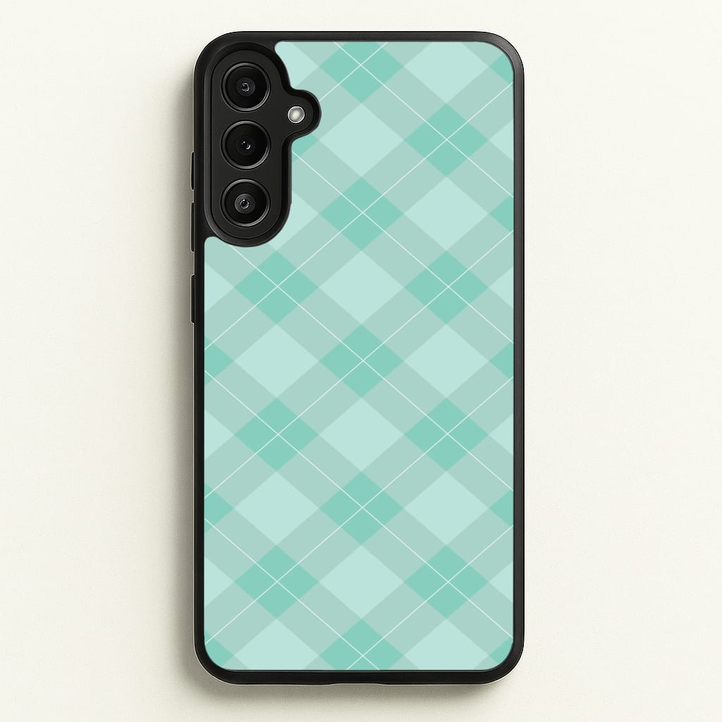 Light Cyan Tartan Christmas Pattern Galaxy A34 Case
