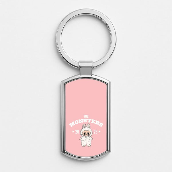 Cute Monster 2025 Pink Silver Metal Keyring