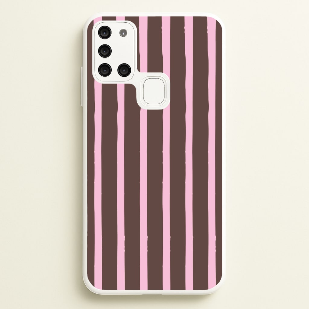 Chocolate & Strawberry Stripes Galaxy A21s Case