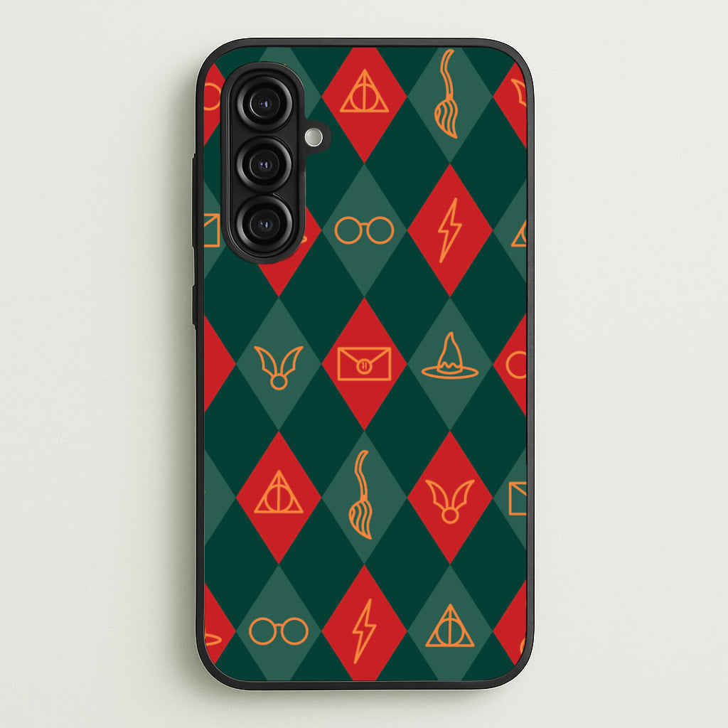 Christmas Wizard Icons Argyle Pattern Galaxy A16 Case
