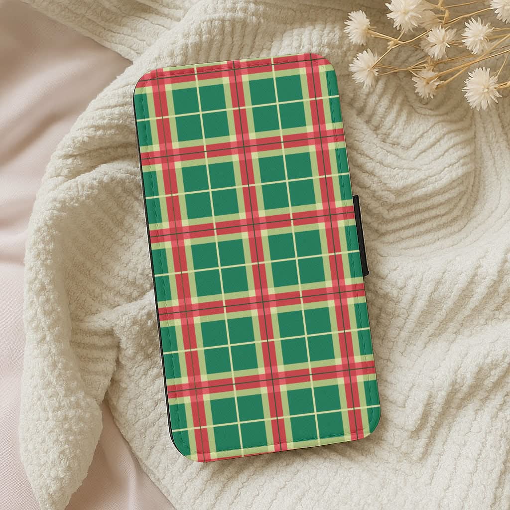 Red And Green Tartan II Christmas Pattern Leather Phone Case