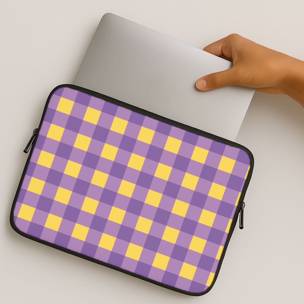 Purple And Yellow Checkered Pattern MacBook Cover