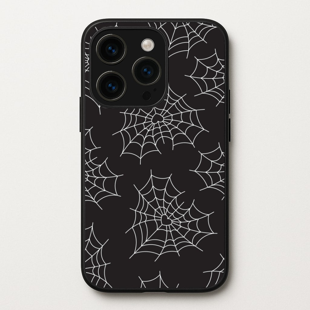Spiderweb Hearts Pattern iPhone 15 Pro Case