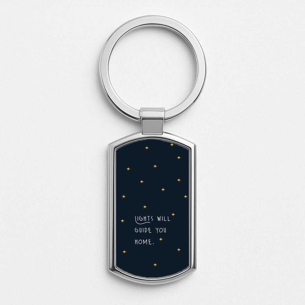 Lights Will Guide You Home Silver Metal Keyring