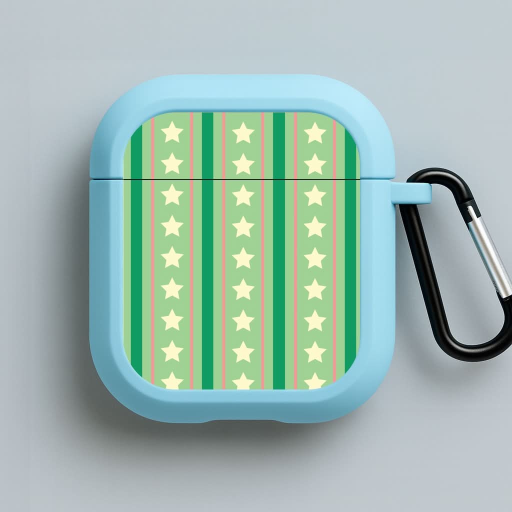 Stars And Stripes Christmas Pattern Blue AirPods Case