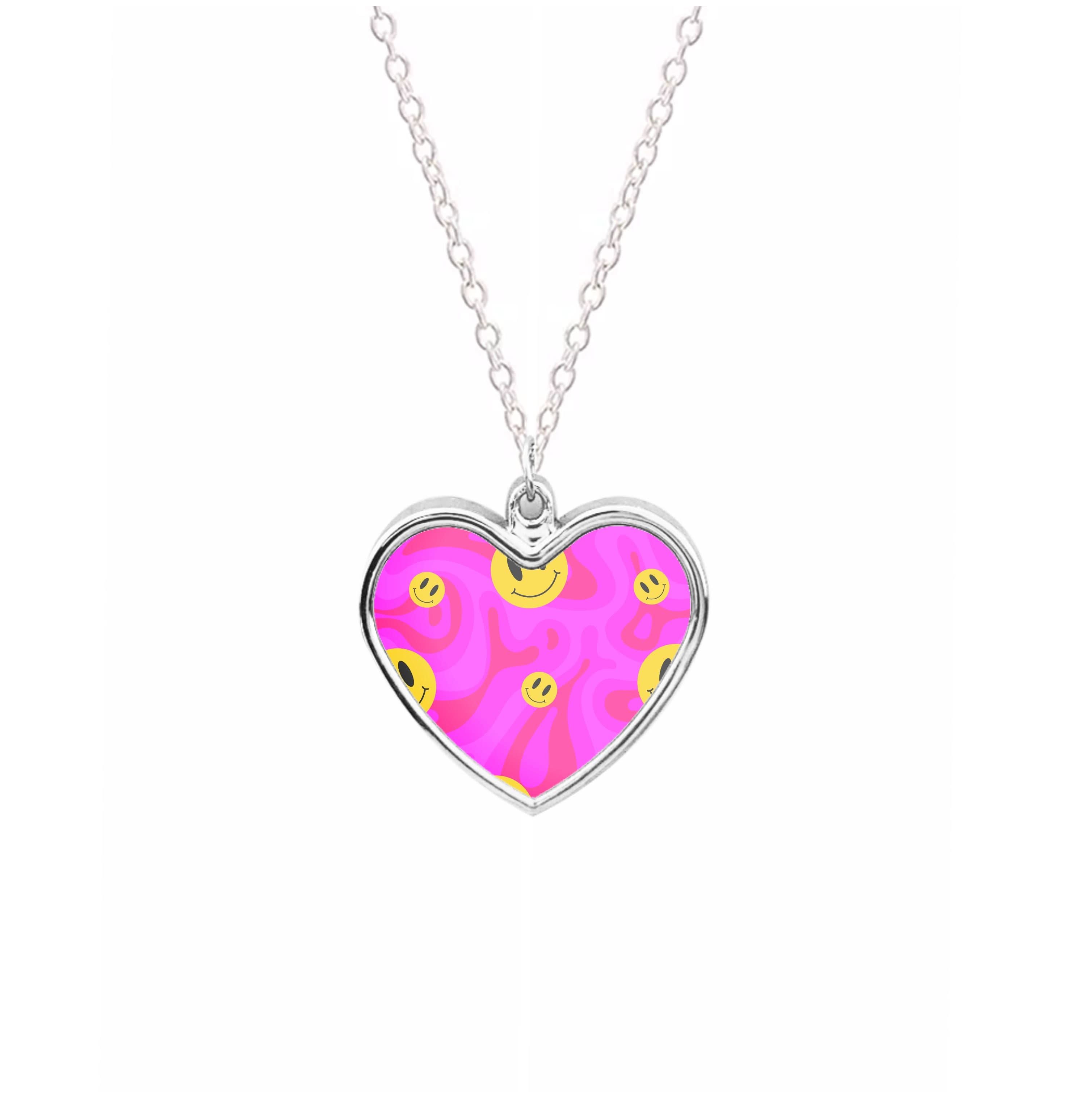 Pink Wavey Smileys Pattern Necklace