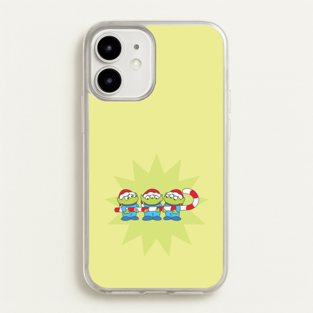 Cute Green Aliens Candycane iPhone 12 Mini Case