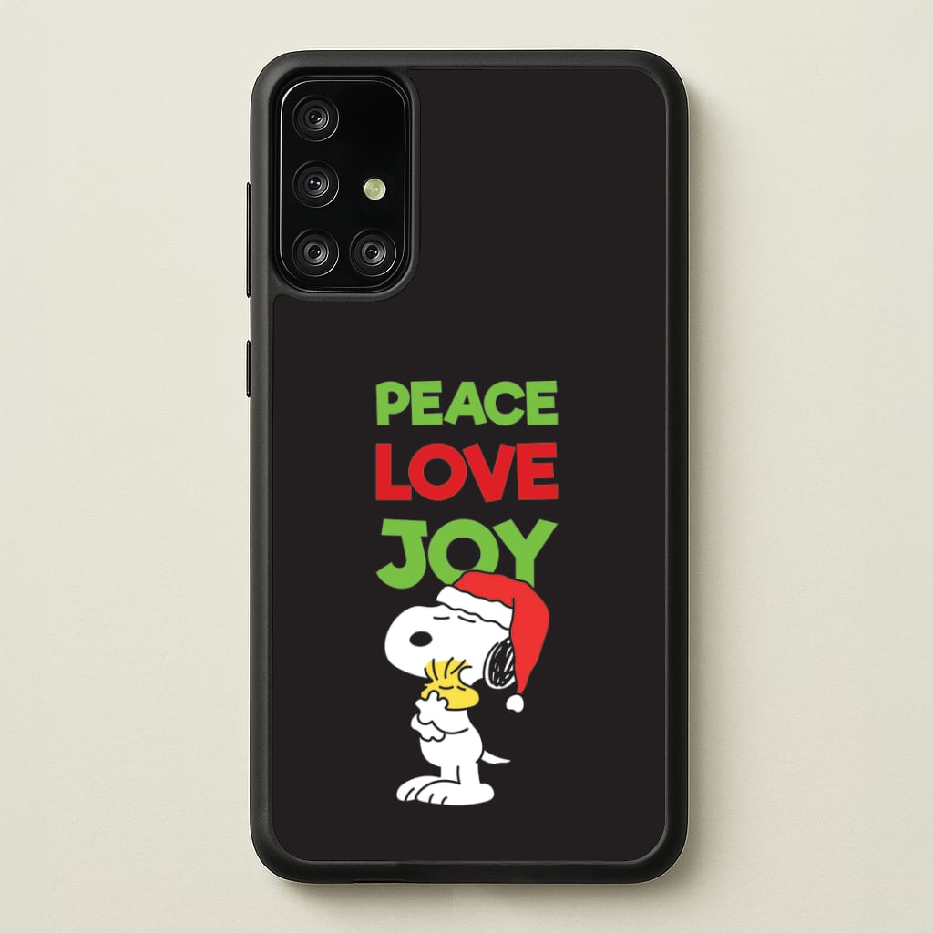 Peace, Love, Joy Christmas Cartoon Beagle Galaxy A71 Case