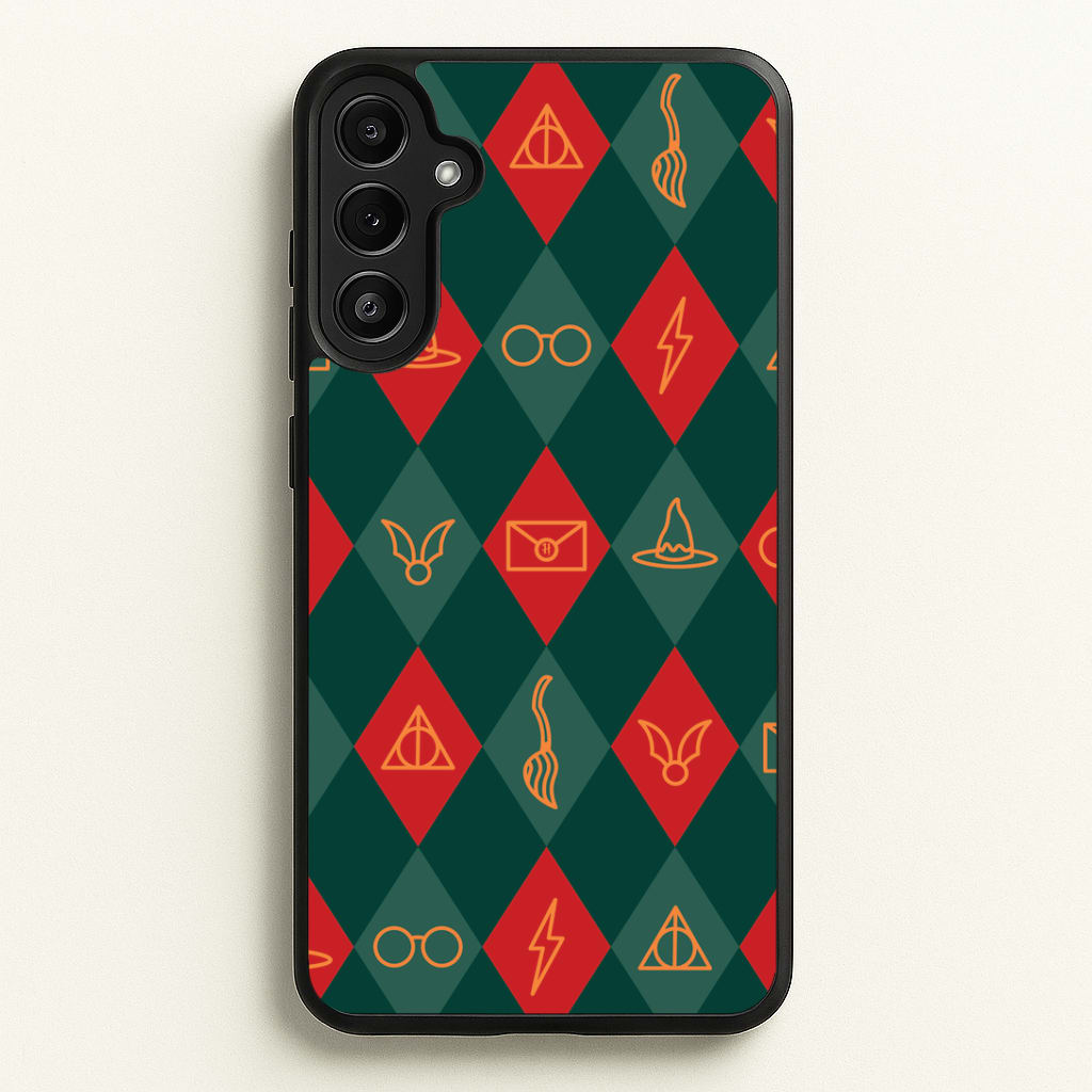 Christmas Wizard Icons Argyle Pattern Galaxy A36 Case
