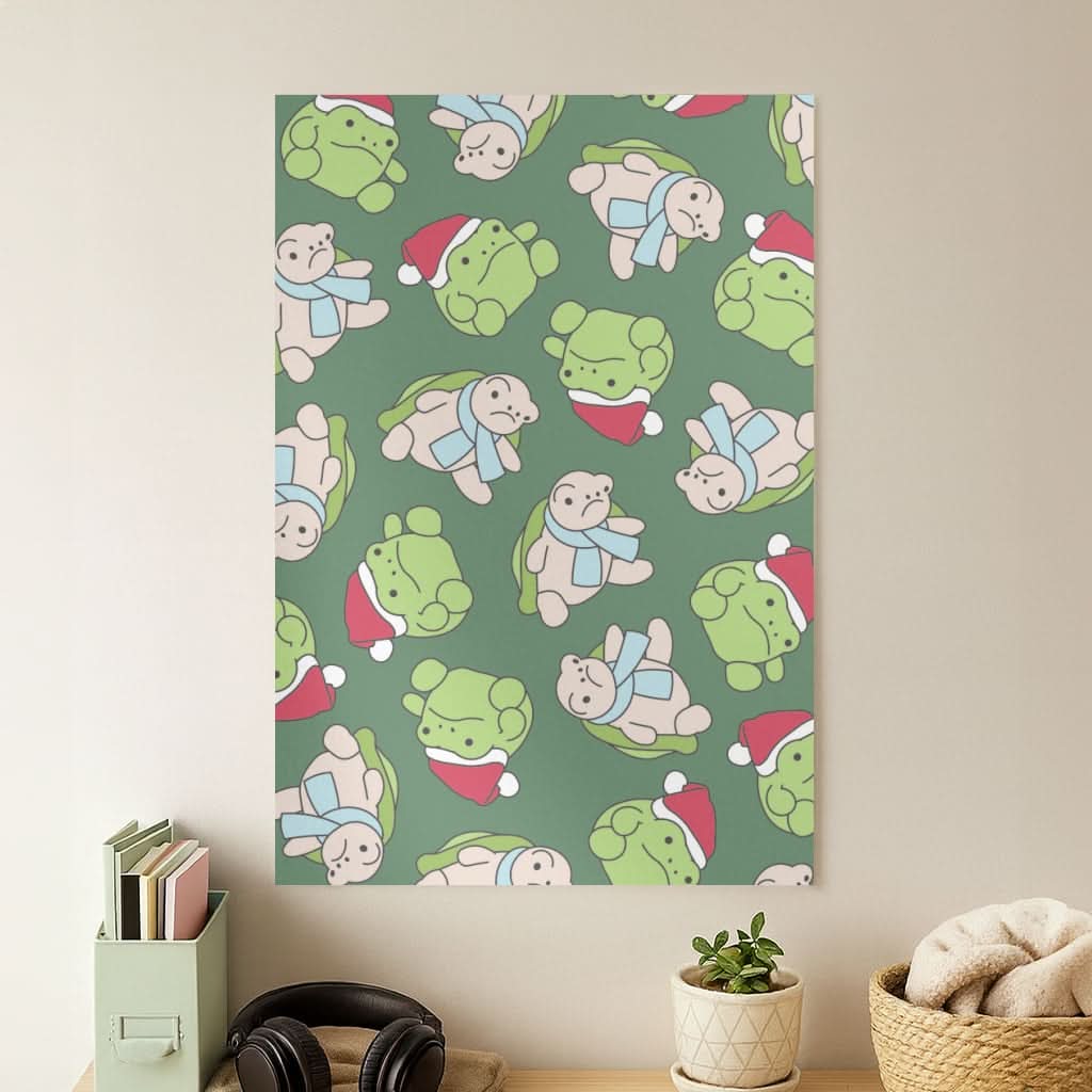 Grumpy Christmas Plushies Pattern Poster