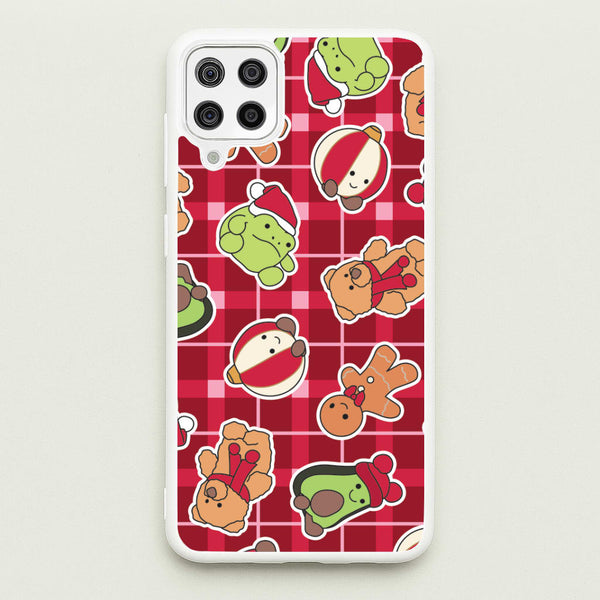 Christmas Plushies Tartan Pattern Galaxy A12 Case