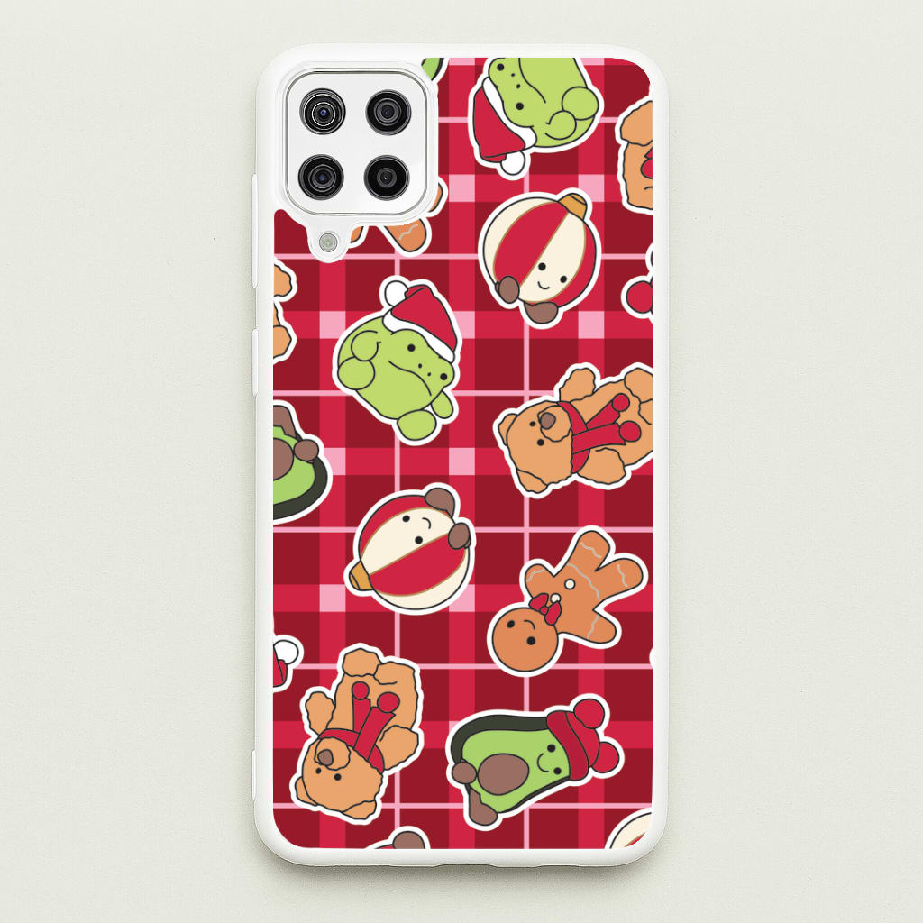 Christmas Plushies Tartan Pattern Galaxy A12 Case
