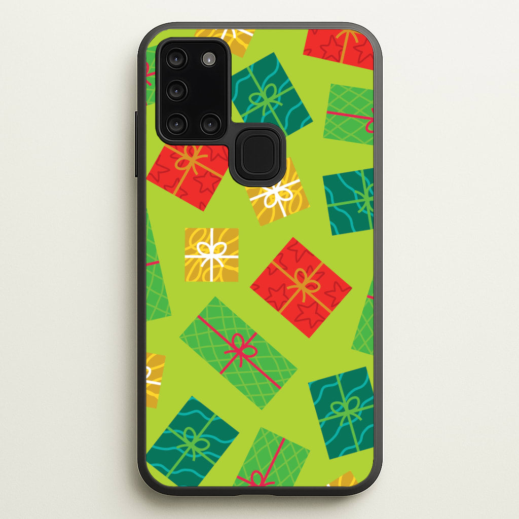 Colourful Abstract Christmas Presents Pattern Galaxy A21s Case