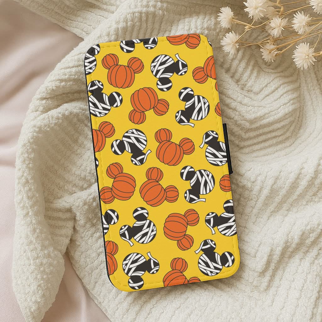 Pumpkin And Mummy Mouse Pattern Leather Phone Case