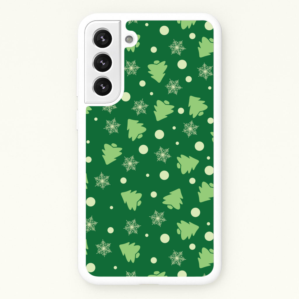 Cartoon Christmas Trees And Snowflakes Pattern Galaxy S22 Plus Case